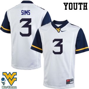 Youth West Virginia Mountaineers NCAA #3 Charles Sims White Authentic Nike Stitched College Football Jersey KX15N66IG